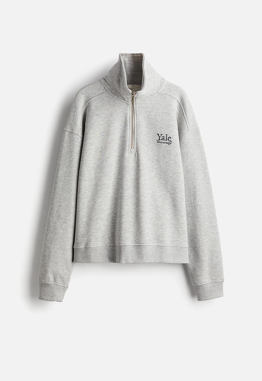 H&M - Zip-top sweatshirt - light grey marl/yale