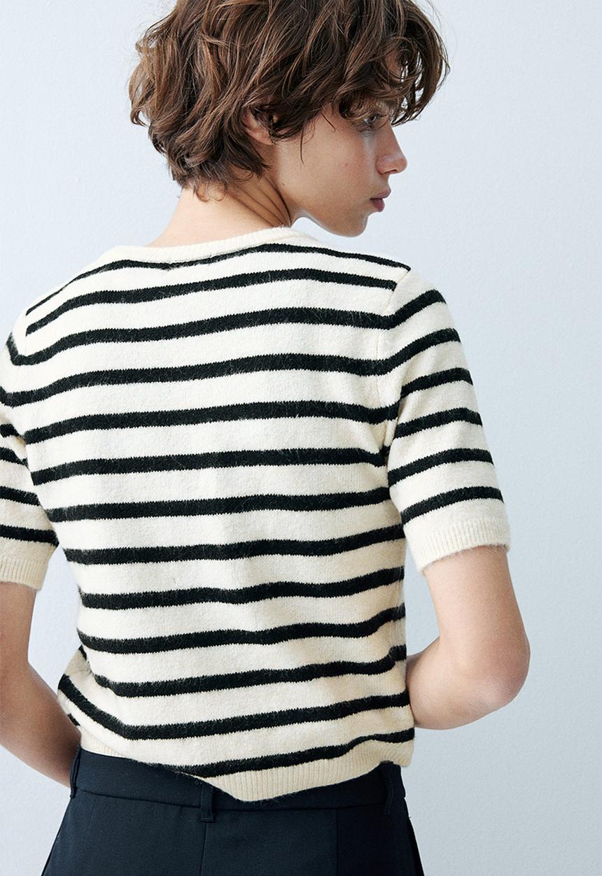 H&M - Knitted cardigan - cream/striped