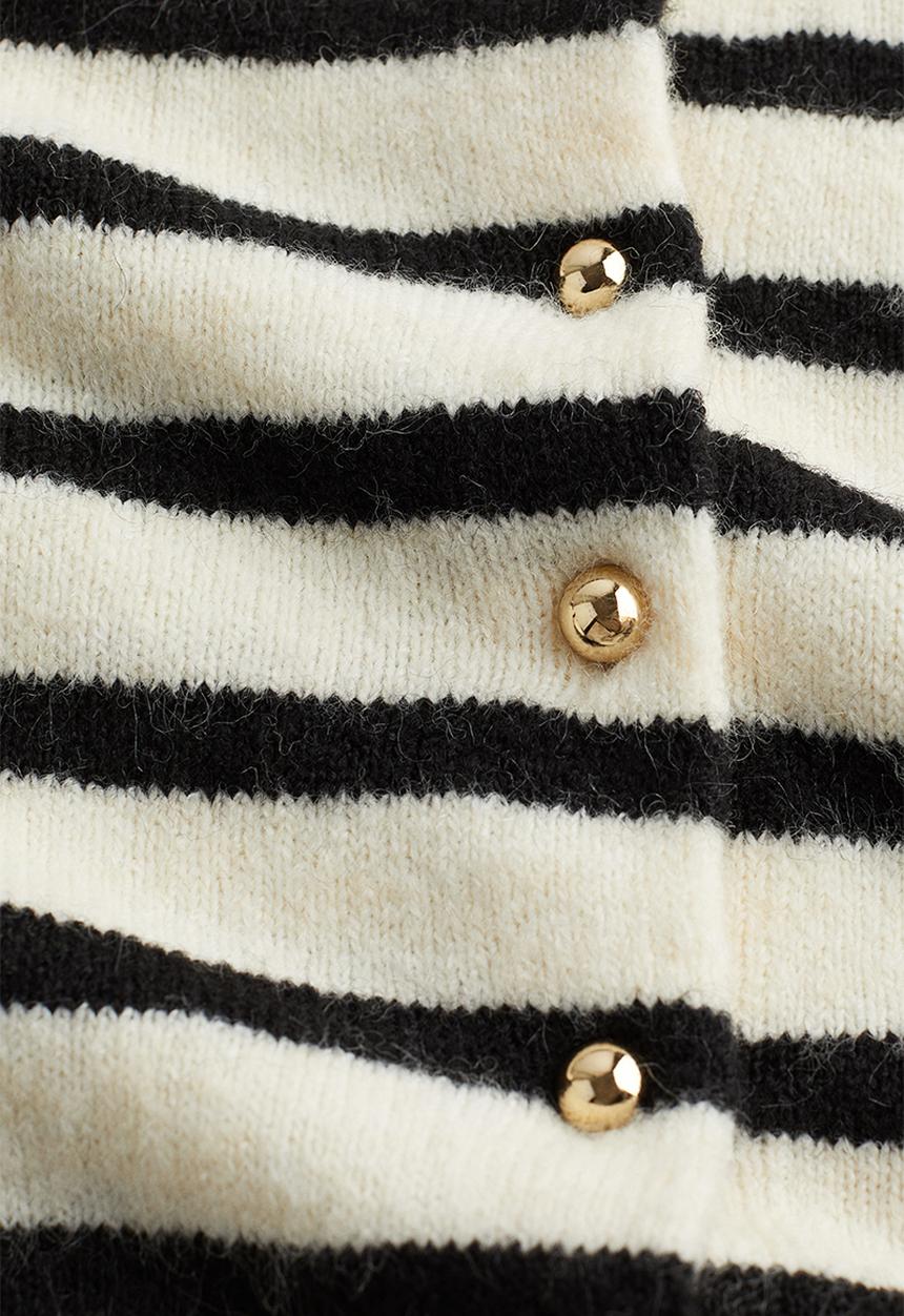 H&M - Knitted cardigan - cream/striped