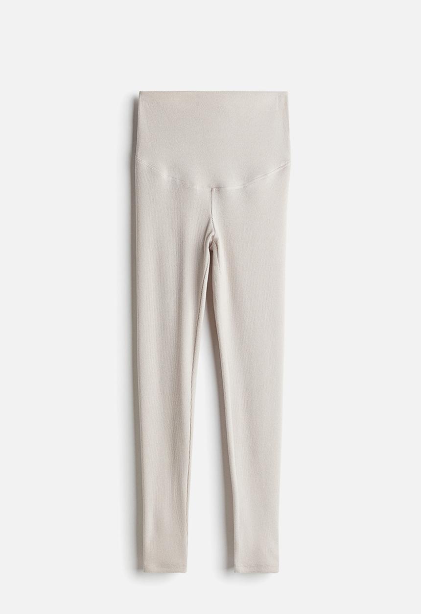 H&M - Mama before & after ribbed leggings - light beige 