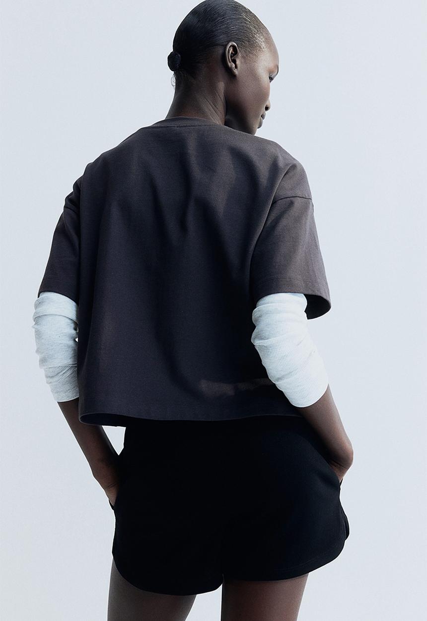 H&M - Boxy-style cotton t-shirt - dark grey