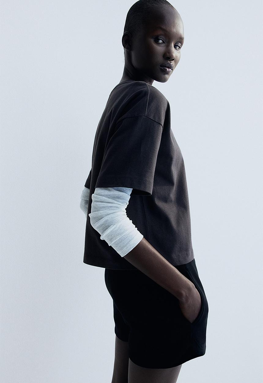 H&M - Boxy-style cotton t-shirt - dark grey