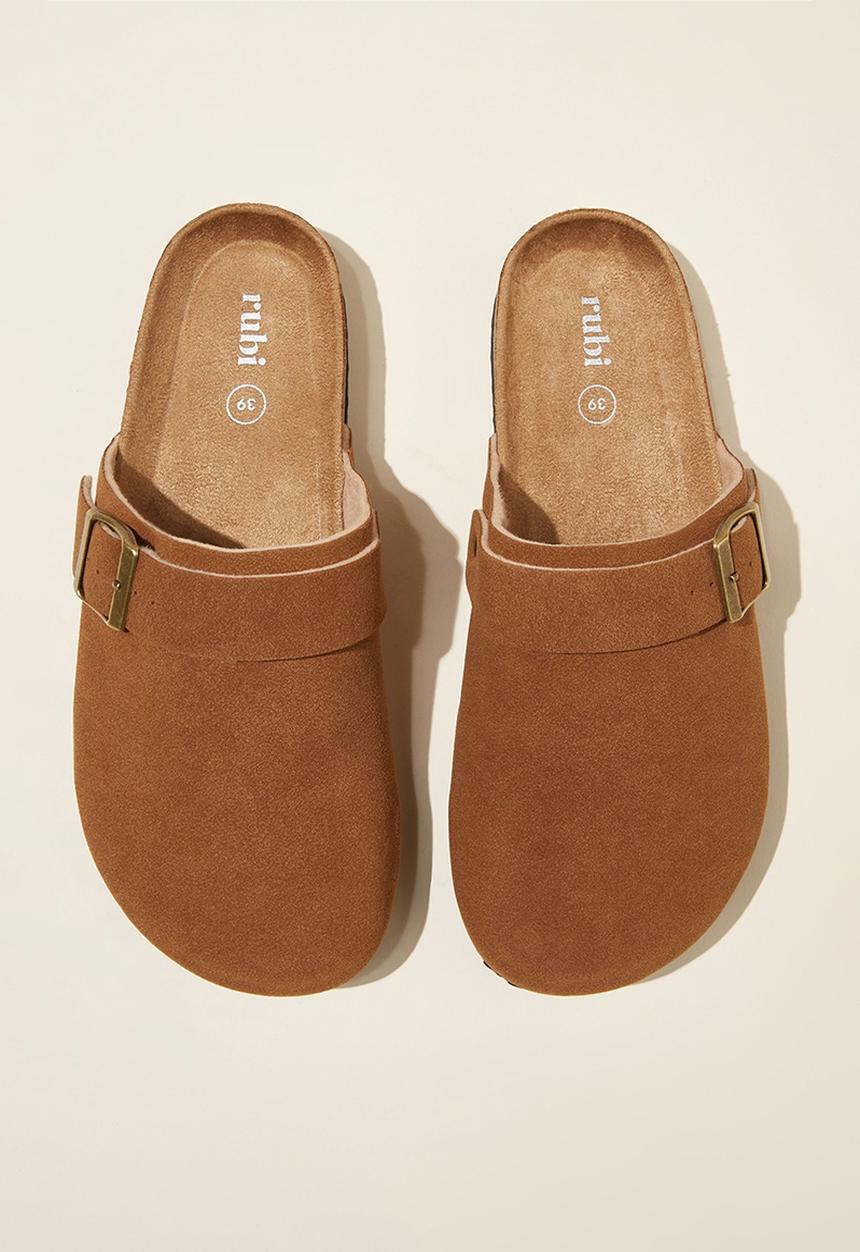 Cotton On - Rex buckle mule - sienna brown micro