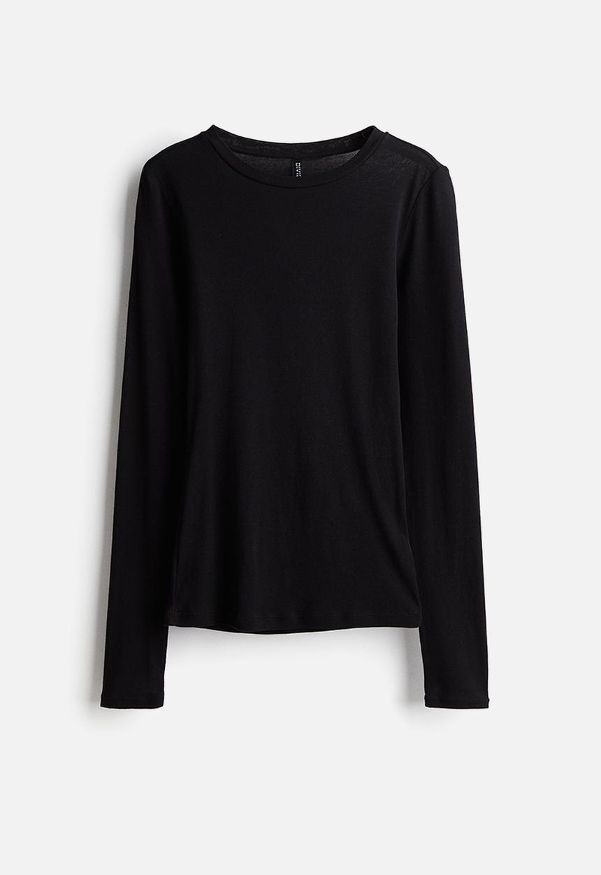 H&M - Long-sleeved jersey top - black