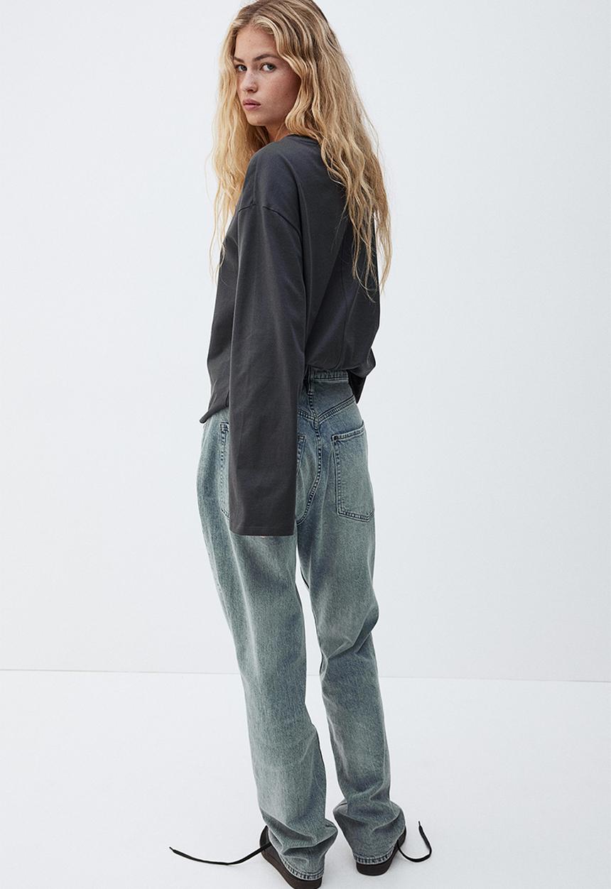 H&M - Long-sleeved cotton top - dark grey