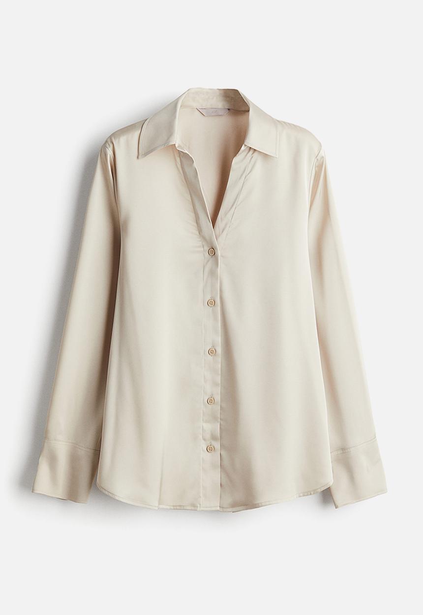 H&M - V-neck blouse - light beige