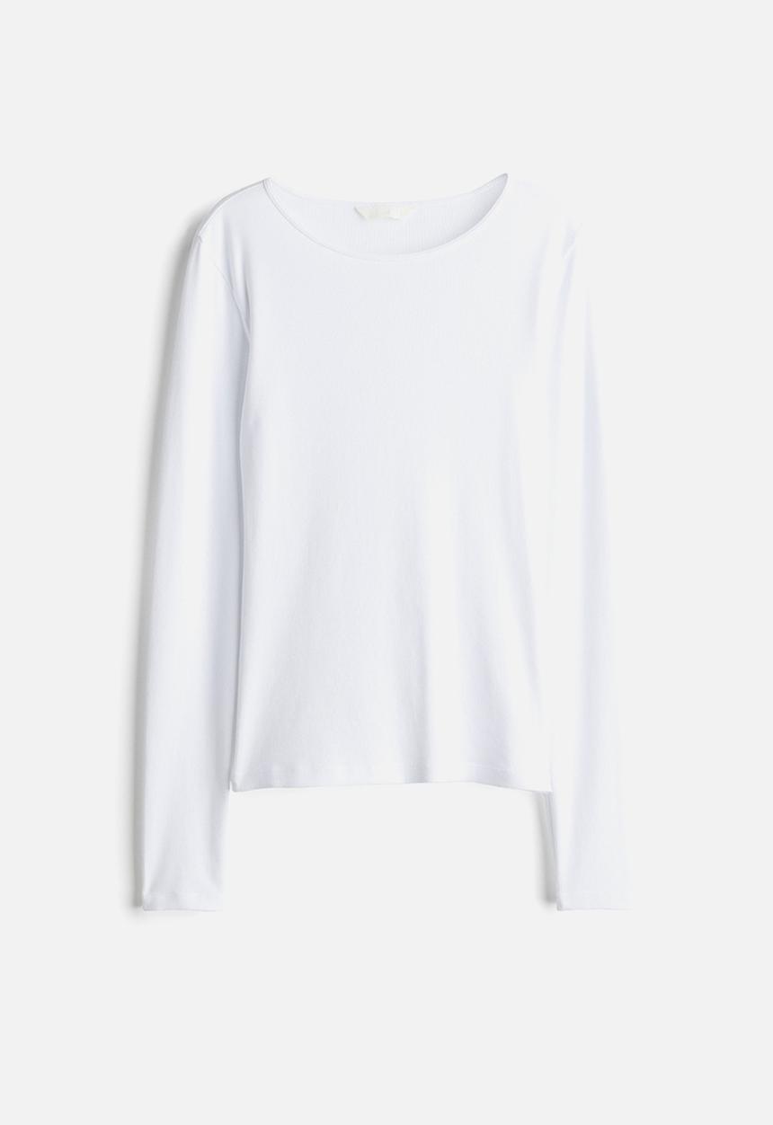 H&M - Ribbed jersey top - white