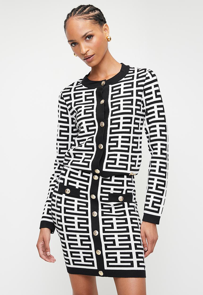 SISSY BOY - IUMA: Patterned Knit Cardigan - Black & White