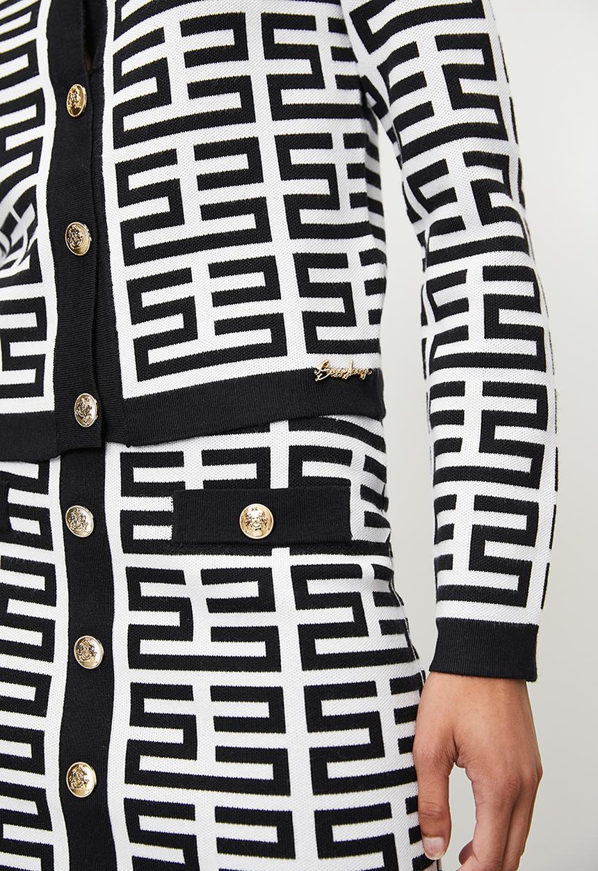 SISSY BOY - IUMA: Patterned Knit Cardigan - Black & White