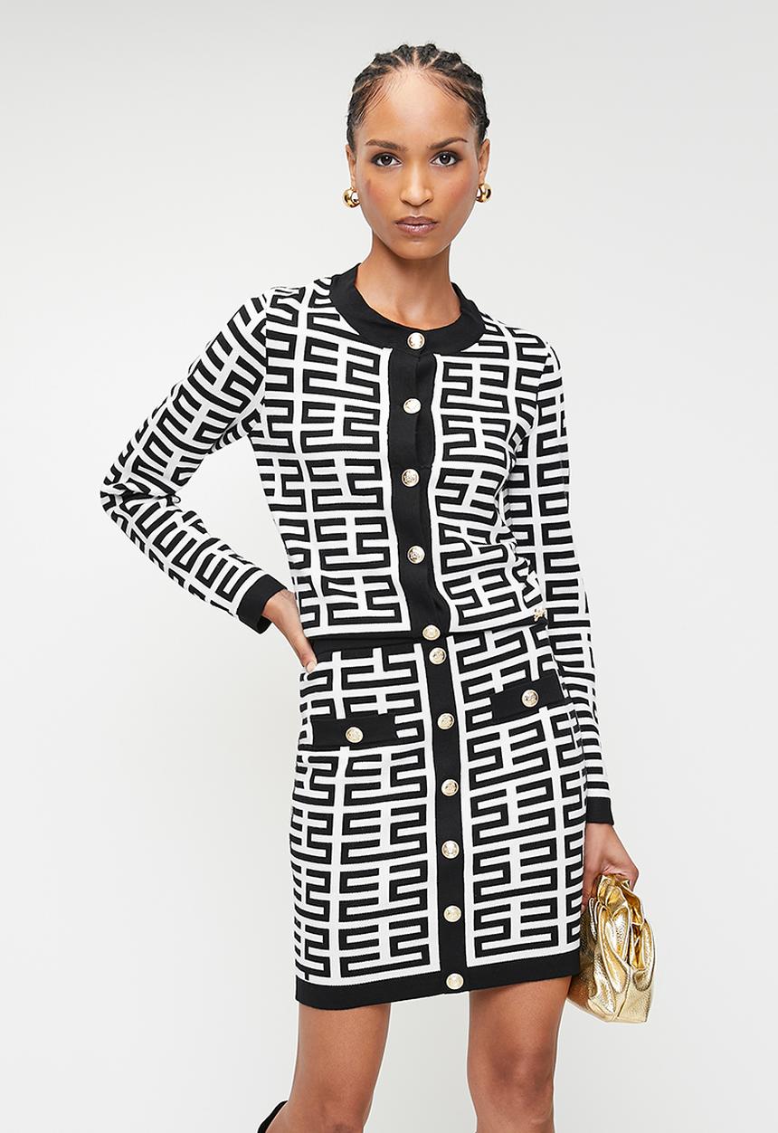 SISSY BOY - IUMA: Patterned Knit Cardigan - Black & White