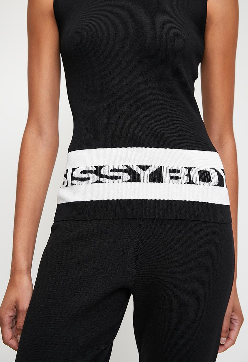 SISSY BOY - DIMAS: Strapless Logo Knit Top - Black