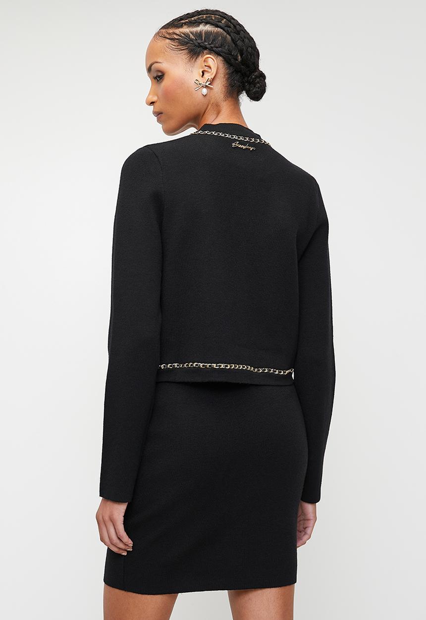 SISSY BOY - AMIDALA: Knit Cardigan With Woven Chain Details - Black