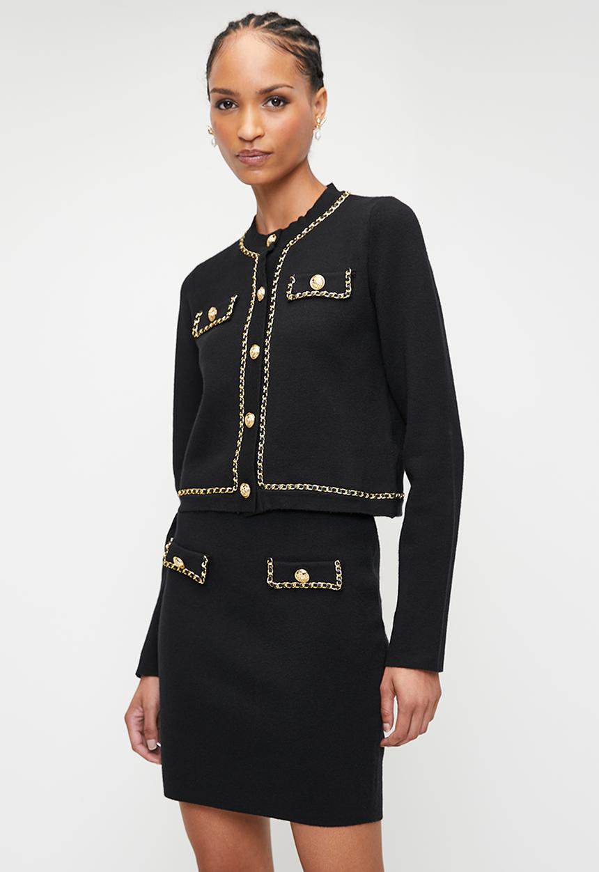 SISSY BOY - AMIDALA: Knit Skirt With Woven Chain Details - Black