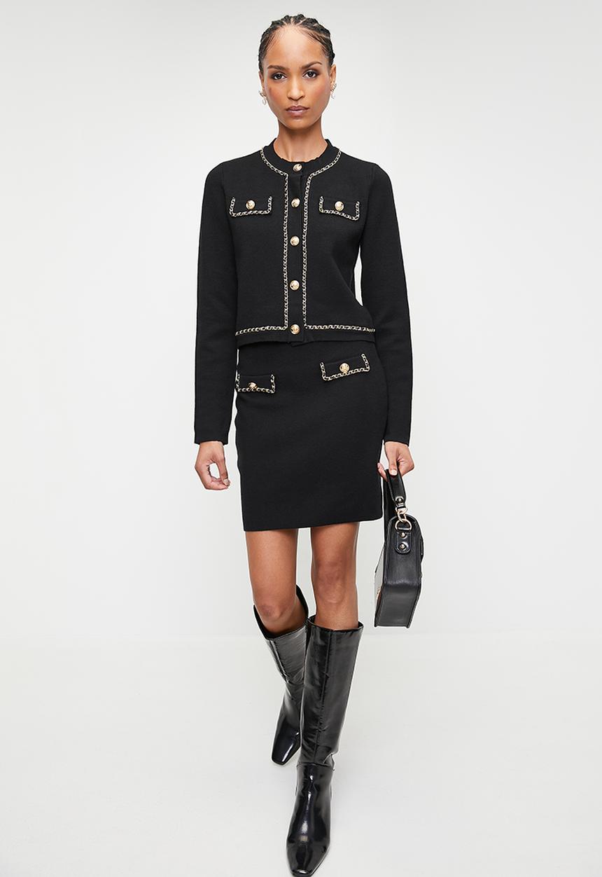 SISSY BOY - AMIDALA: Knit Skirt With Woven Chain Details - Black