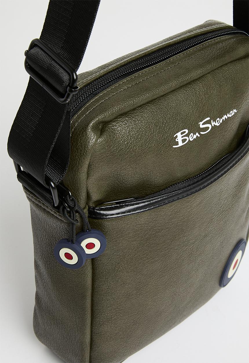 Ben Sherman - Cross Body PU Lea Bag - Dk Olive
