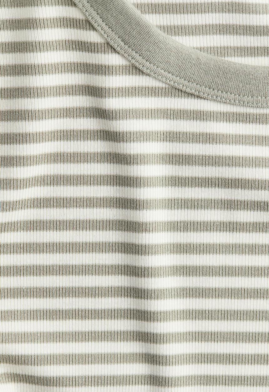 H&M - Ribbed jersey top - sage green/striped