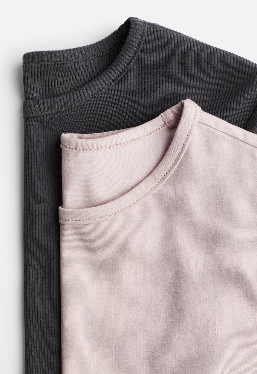 H&M - 2 pack t-shirts - light pink & dark grey