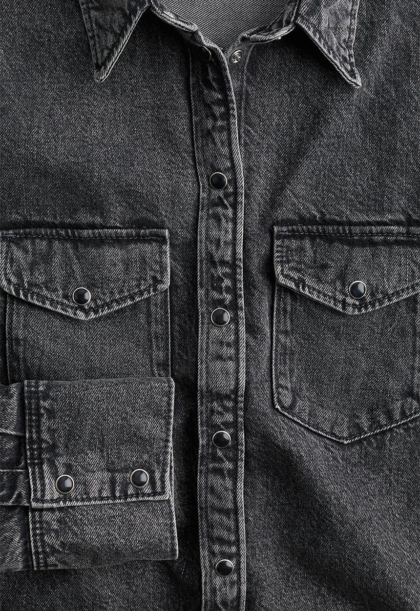 H&M - Denim shirt - dark denim grey