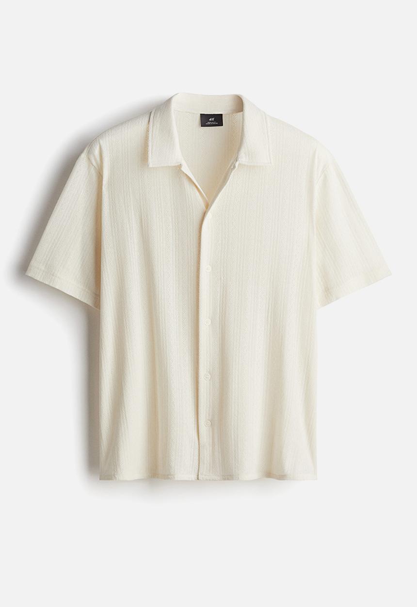 H&M - Regular fit textured-knit shirt - cream
