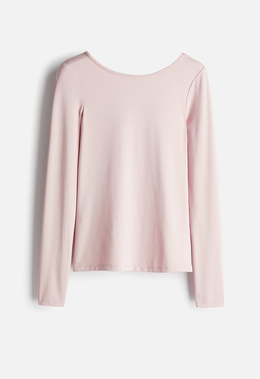 H&M - Scoop-back microfibre top - powder pink 