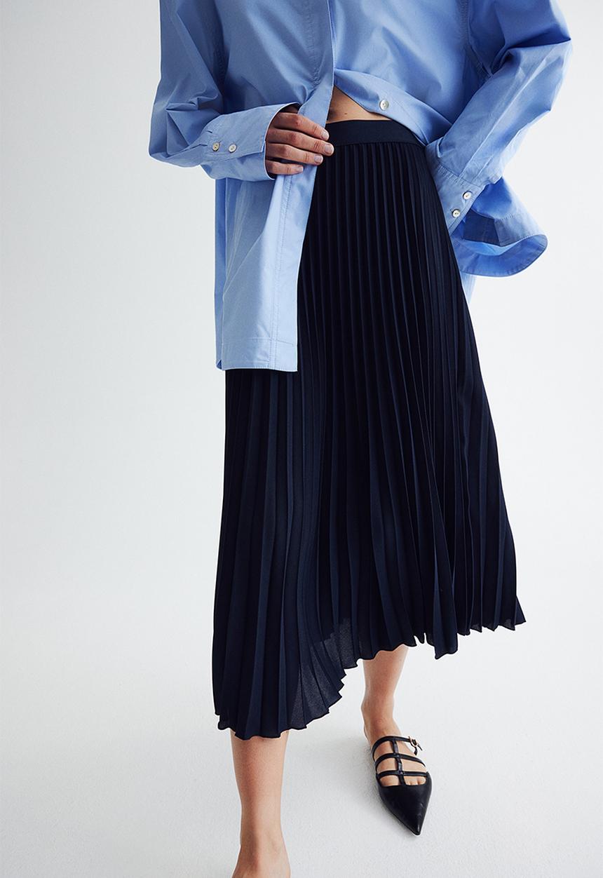 H&M - Pleated skirt - navy blue