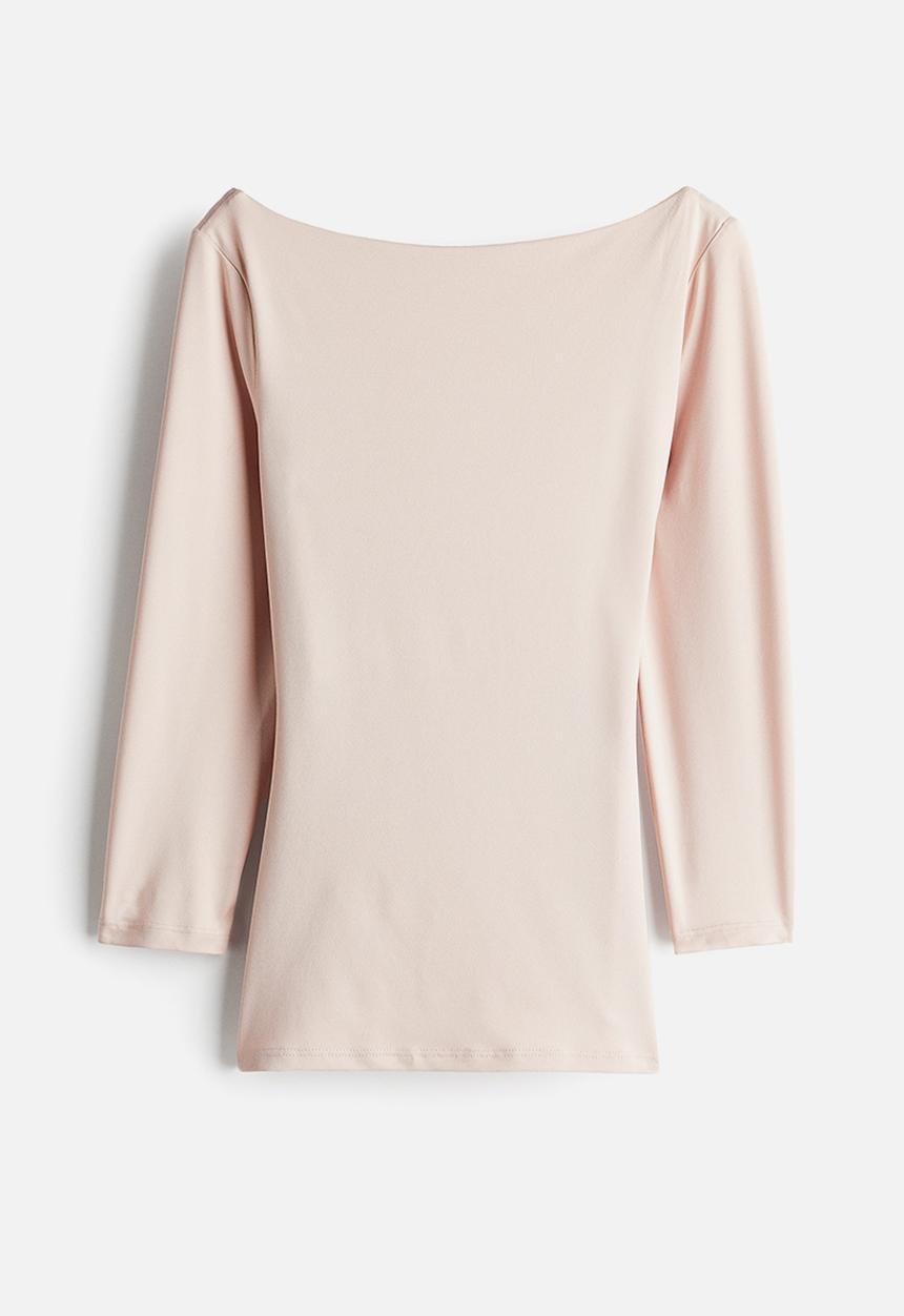 H&M - Boat-neck top - powder pink