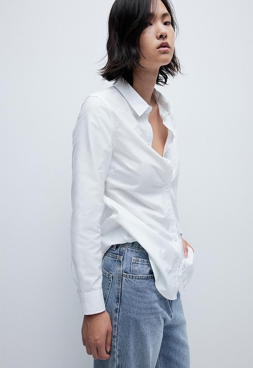 H&M - Fitted oxford shirt - white