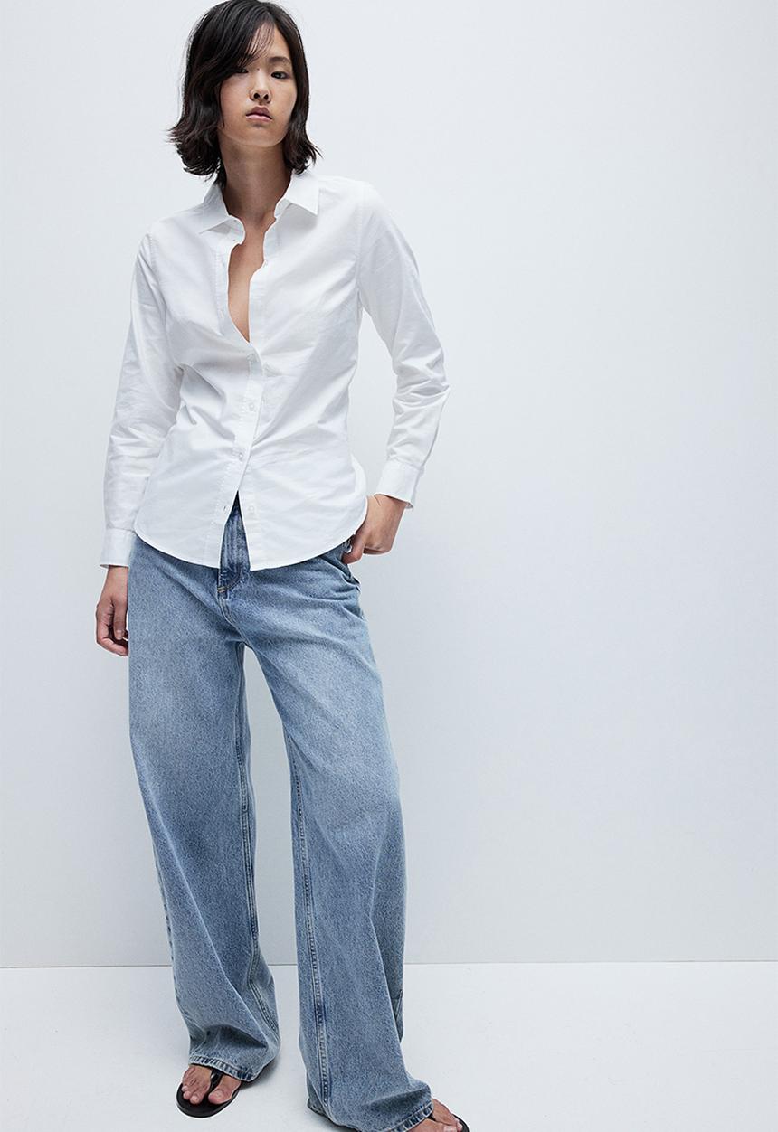 H&M - Fitted oxford shirt - white