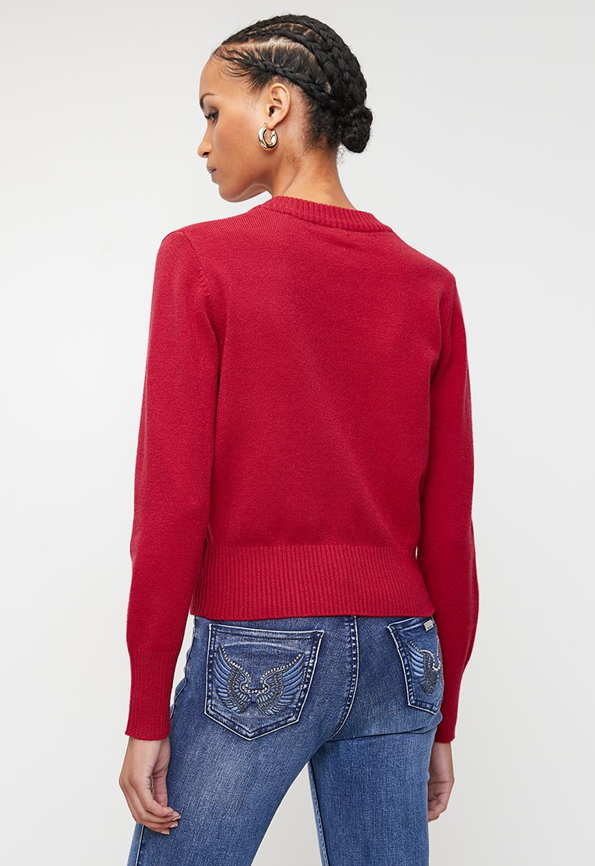 SISSY BOY - VALLEA: V-Neck Logo Knit Sweater - Red