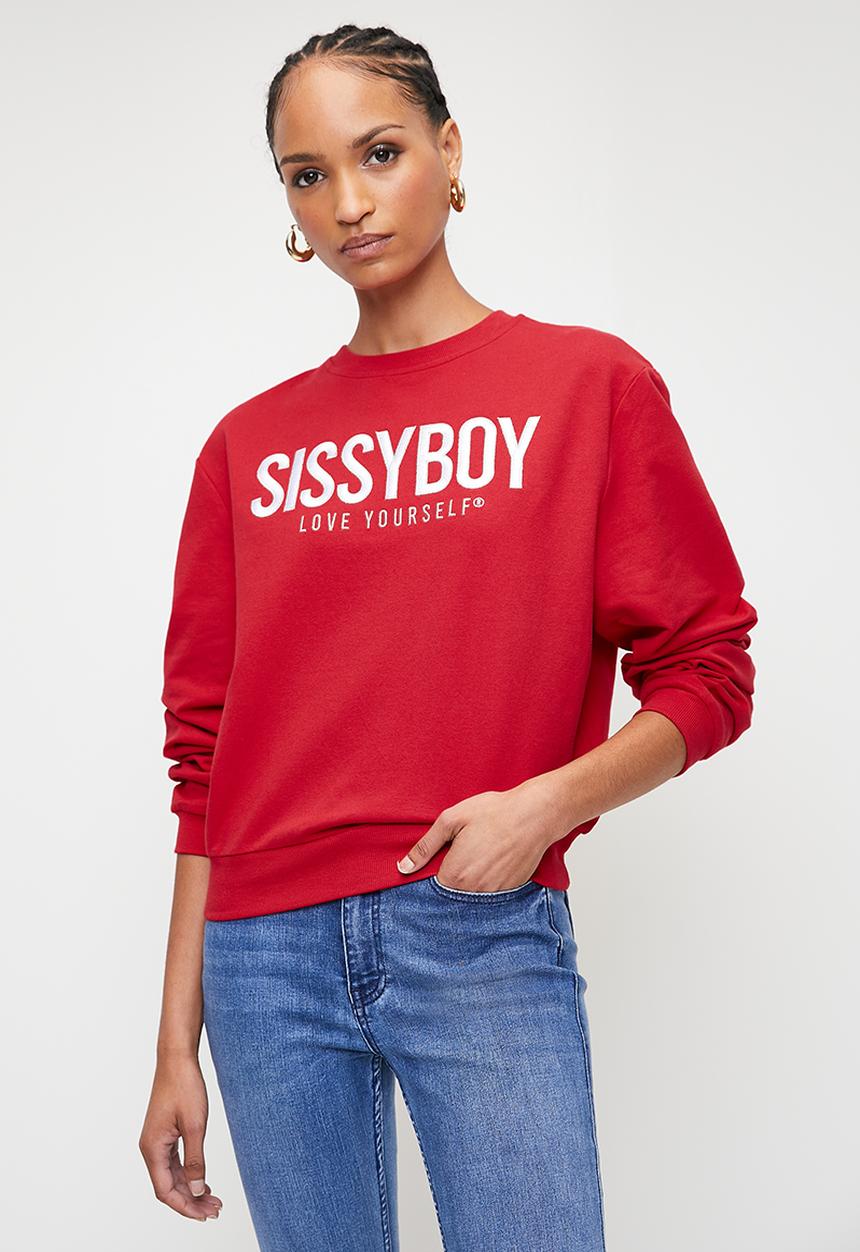 SISSY BOY - RUBY: Lurex Embroidered Blouson Sweat Top  - Red