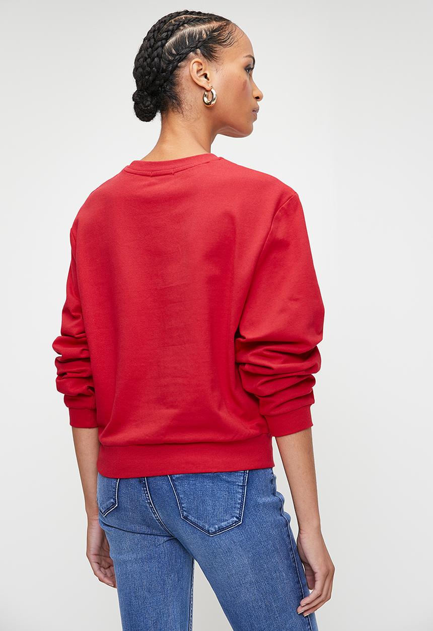 SISSY BOY - RUBY: Lurex Embroidered Blouson Sweat Top  - Red