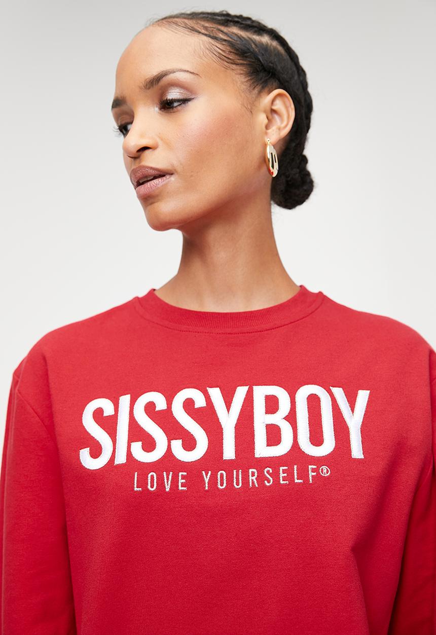SISSY BOY - RUBY: Lurex Embroidered Blouson Sweat Top  - Red