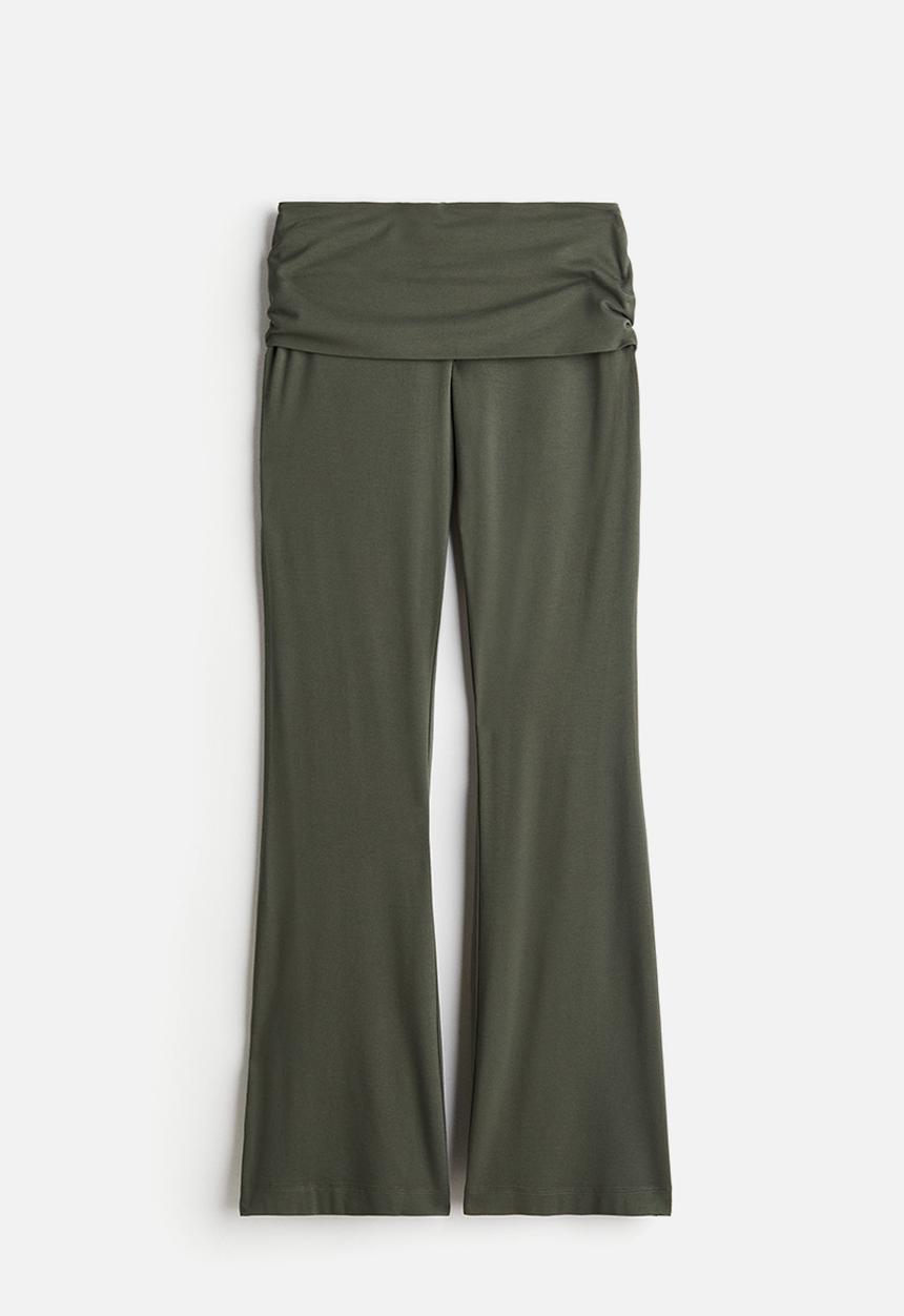 H&M - Flared jersey trousers - dark khaki green