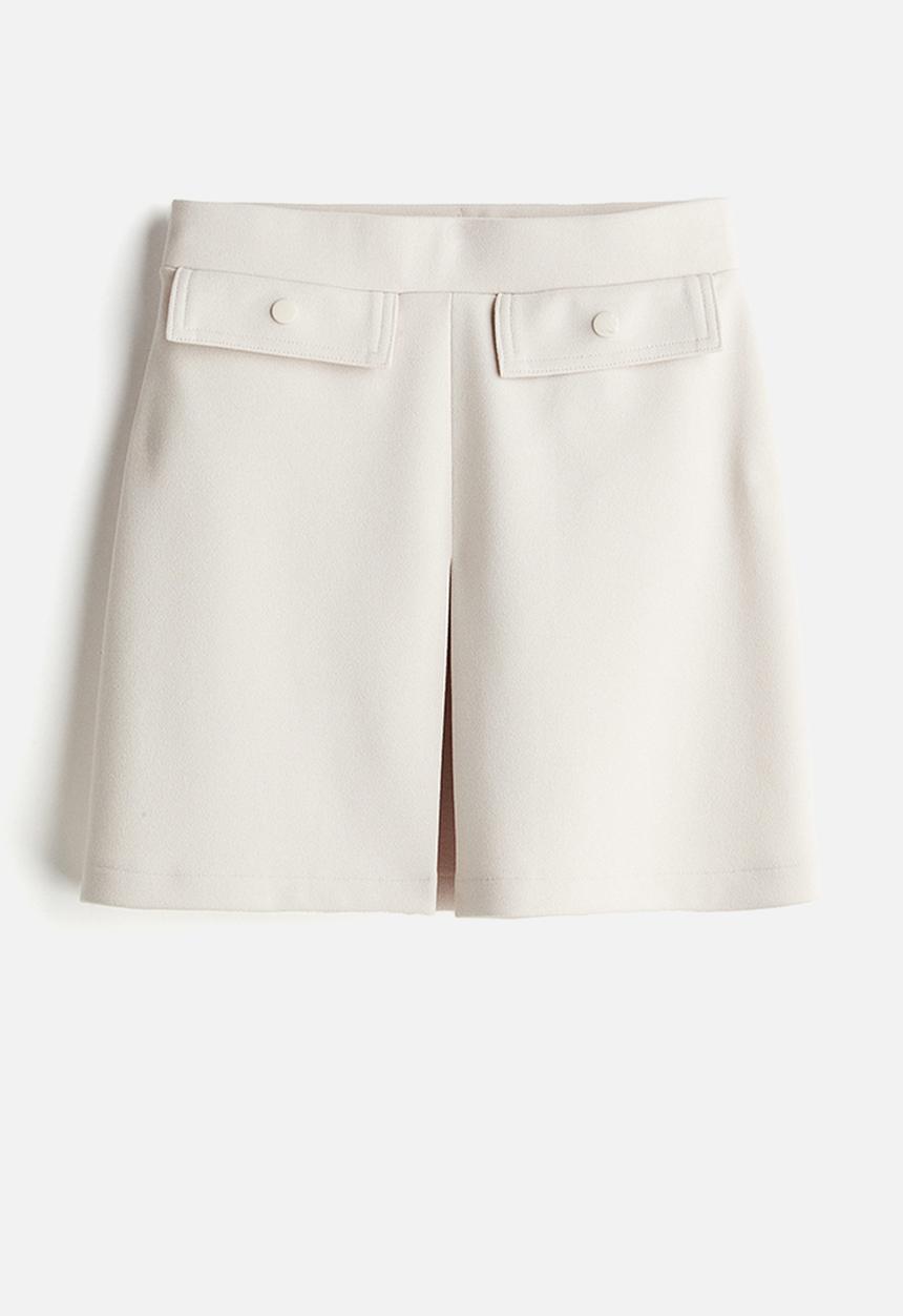 H&M - Pleat-detail skirt - cream 