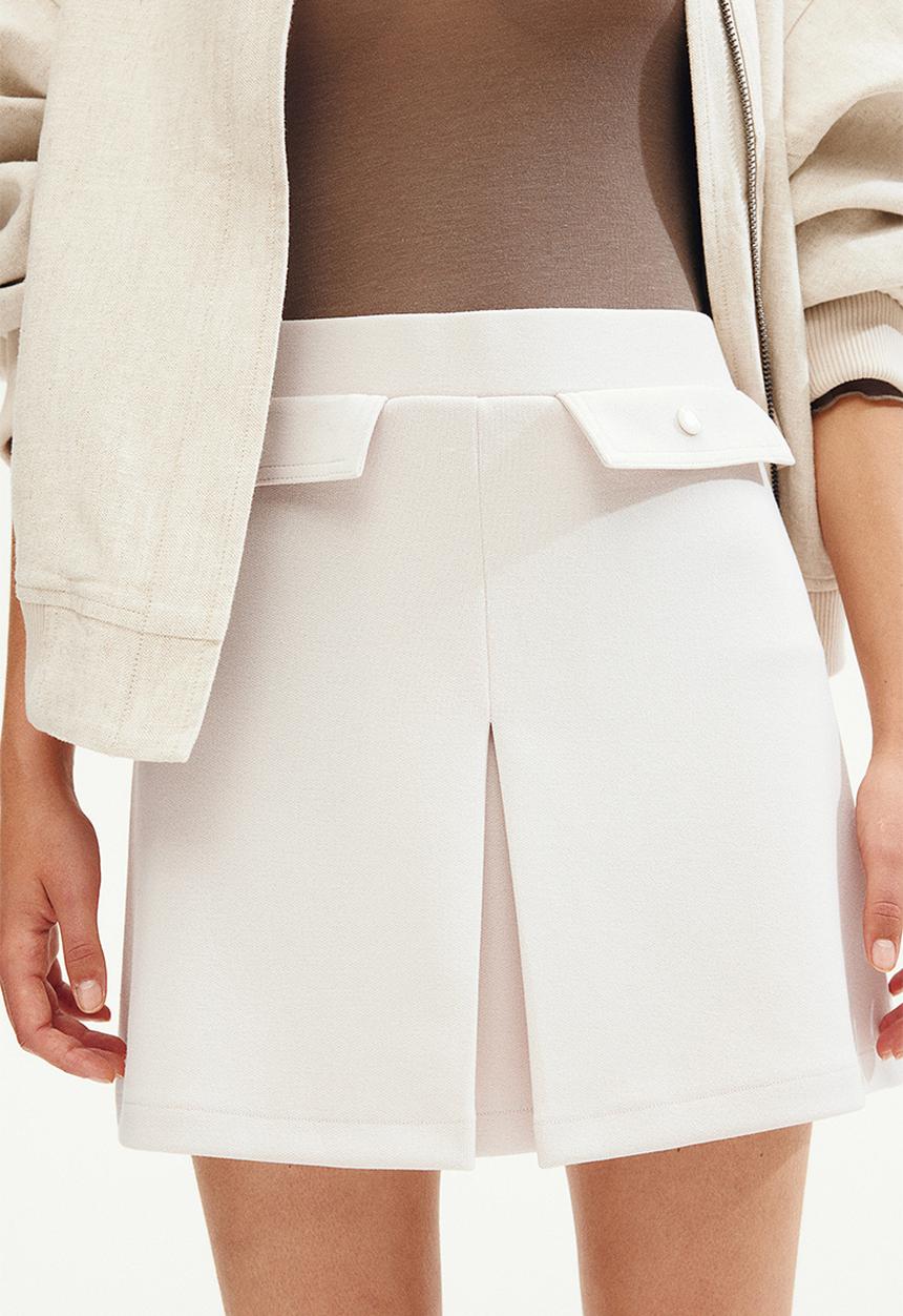 H&M - Pleat-detail skirt - cream 