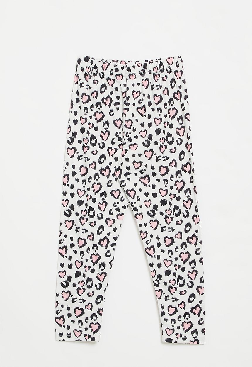 Pop Candy - Heart print leggings - pink & white