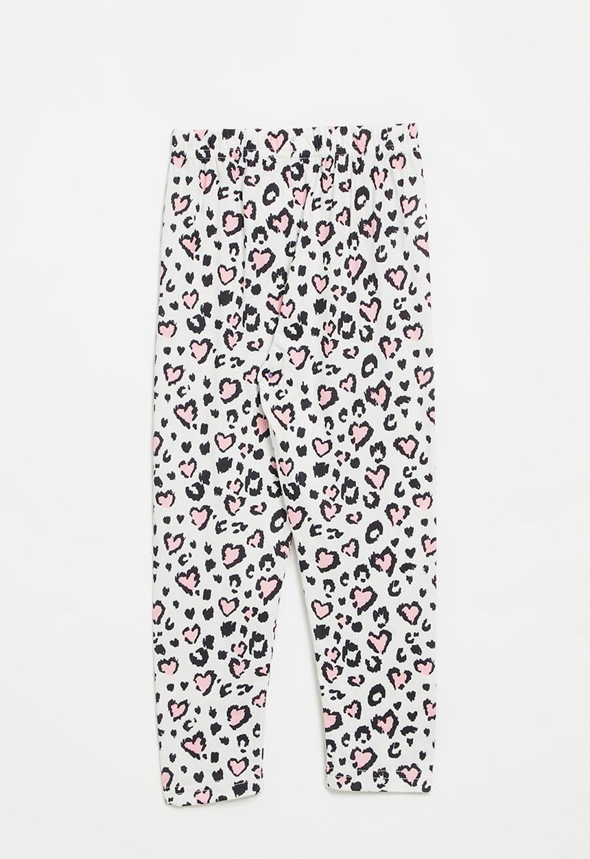 Pop Candy - Heart print leggings - pink & white
