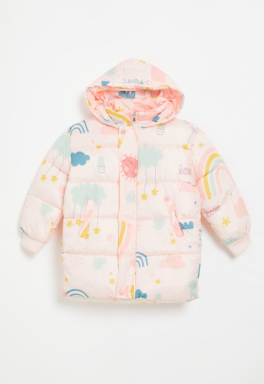 Pop Candy - Printed hooded puffer jacket - pink
