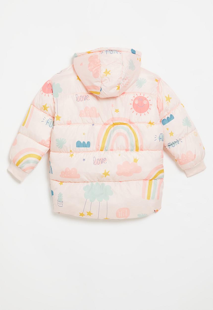Pop Candy - Printed hooded puffer jacket - pink