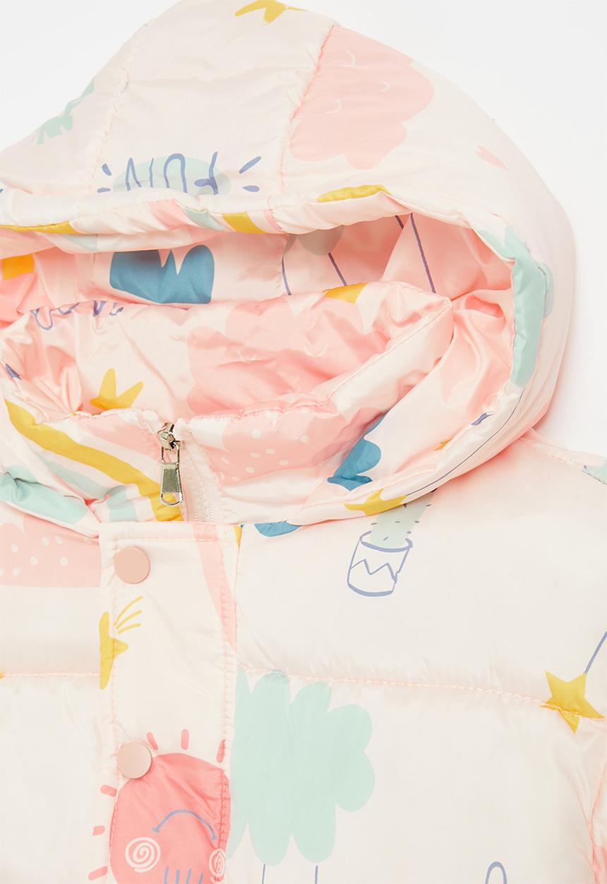 Pop Candy - Printed hooded puffer jacket - pink