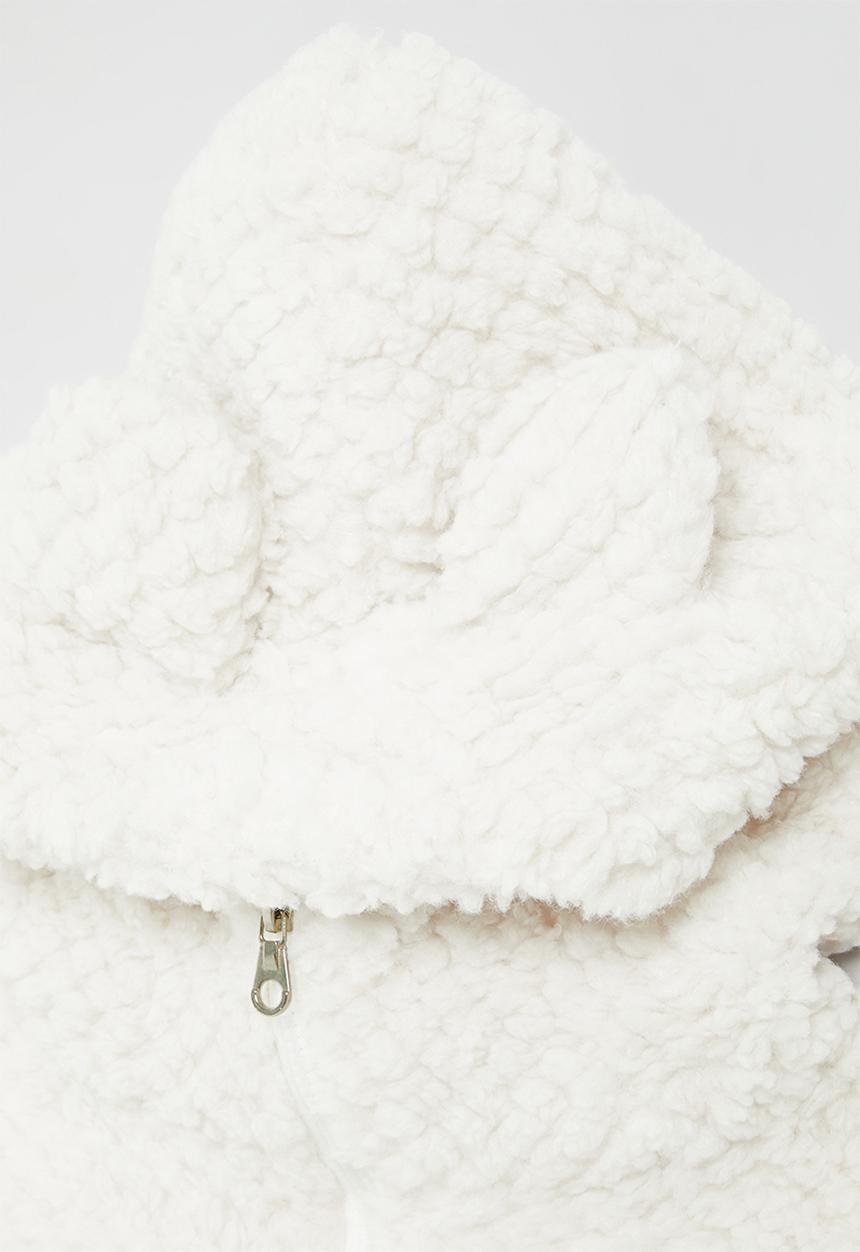Pop Candy - Hooded teddy fleece sweater-white