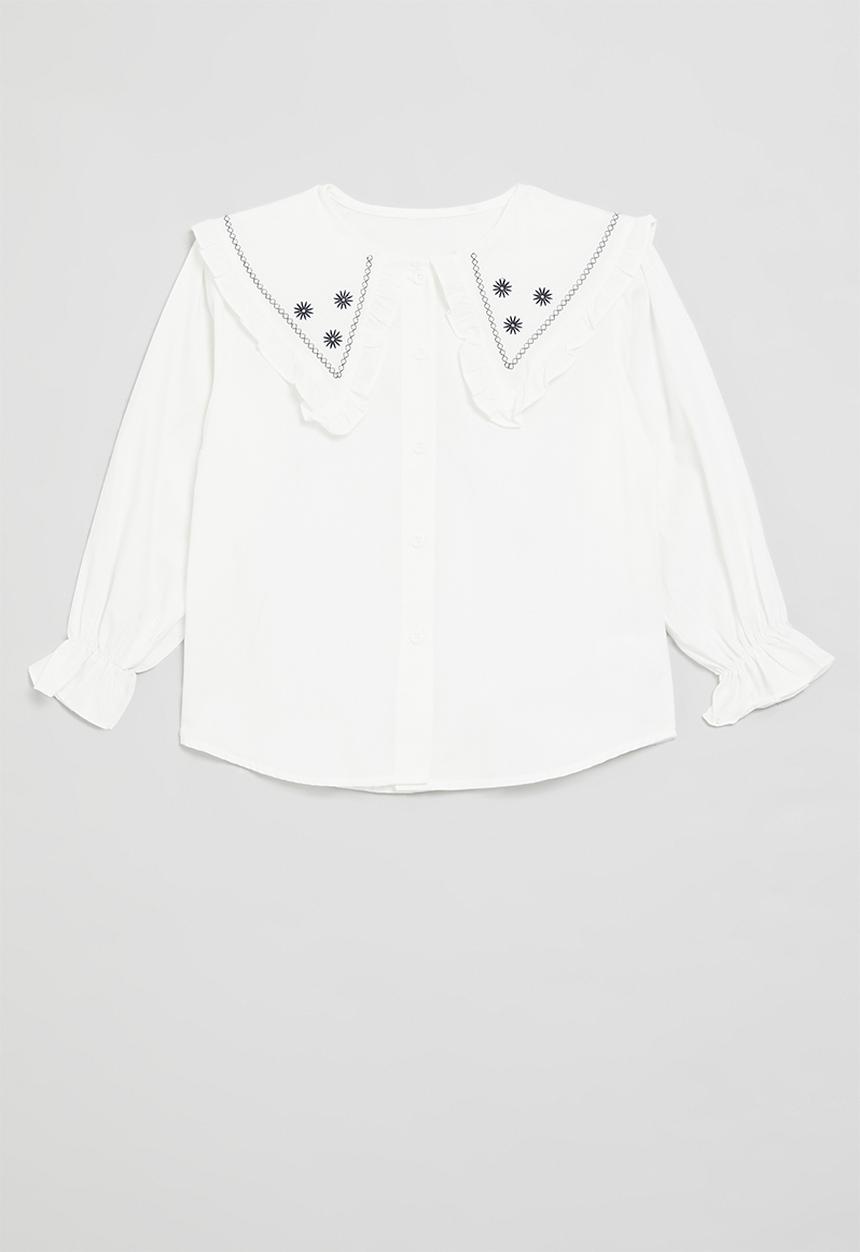 Pop Candy - Dutch collar shirt-white