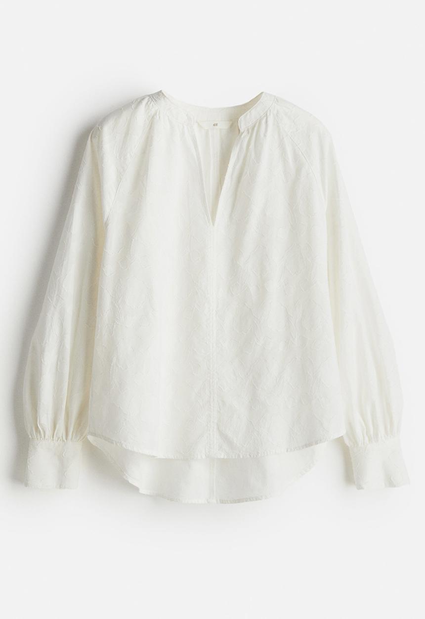H&M - Jacquard-weave blouse - white