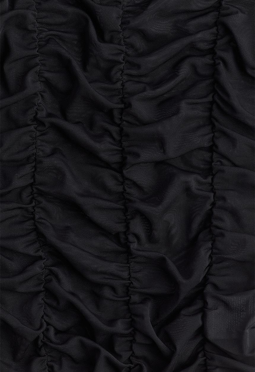 H&M - Ruched mesh top - black