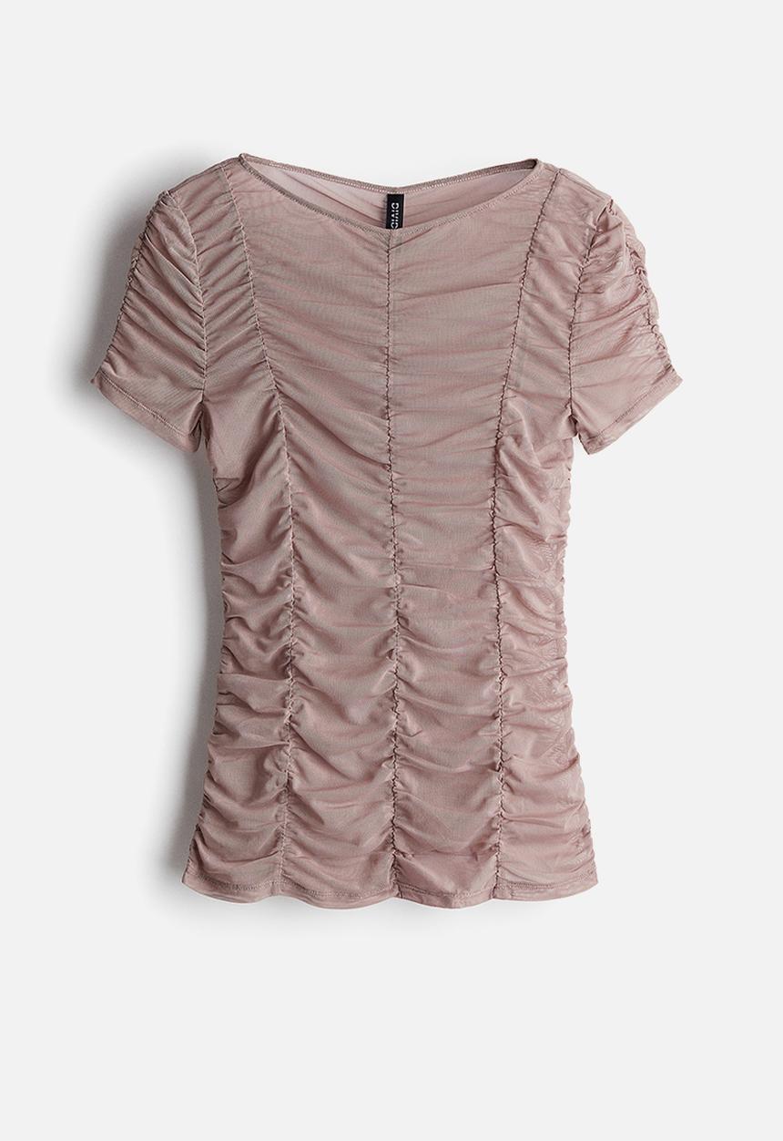 H&M - Ruched mesh top - pink
