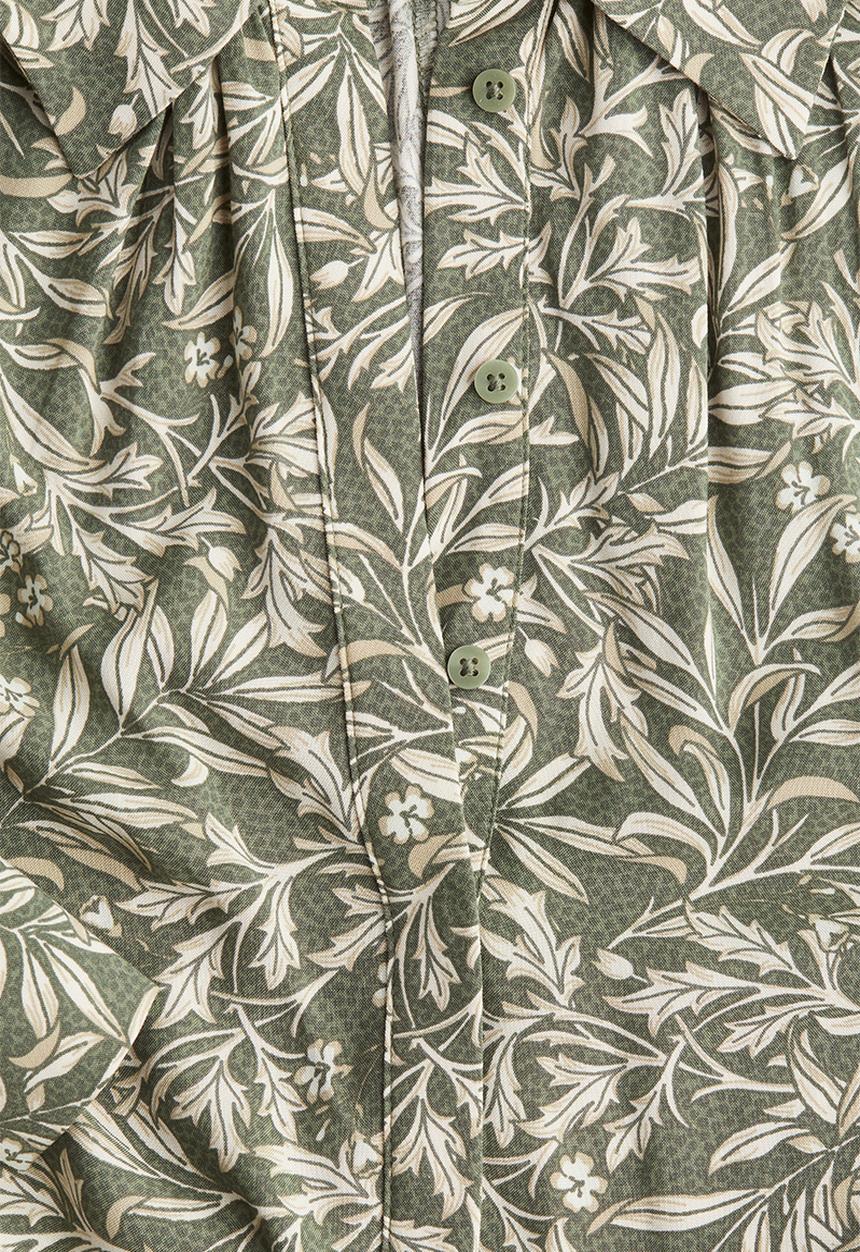 H&M - Midi shirt dress -  khaki green/patterned