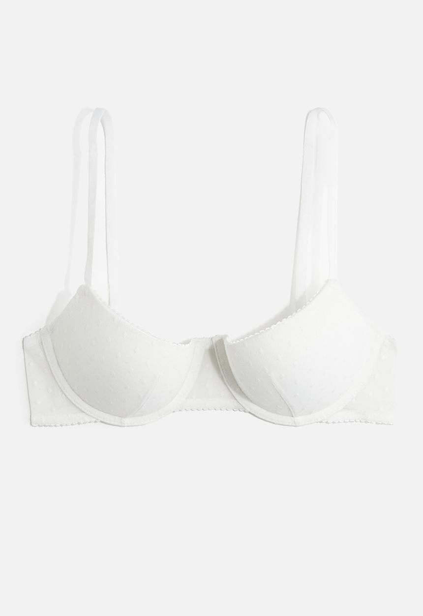 H&M - Mesh demi push-up bra - white