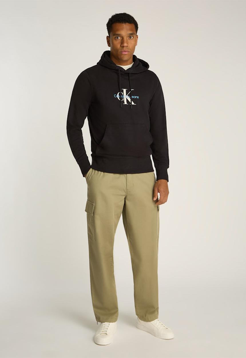 Calvin Klein - Distressed Monologo Hoodie - Ck Black