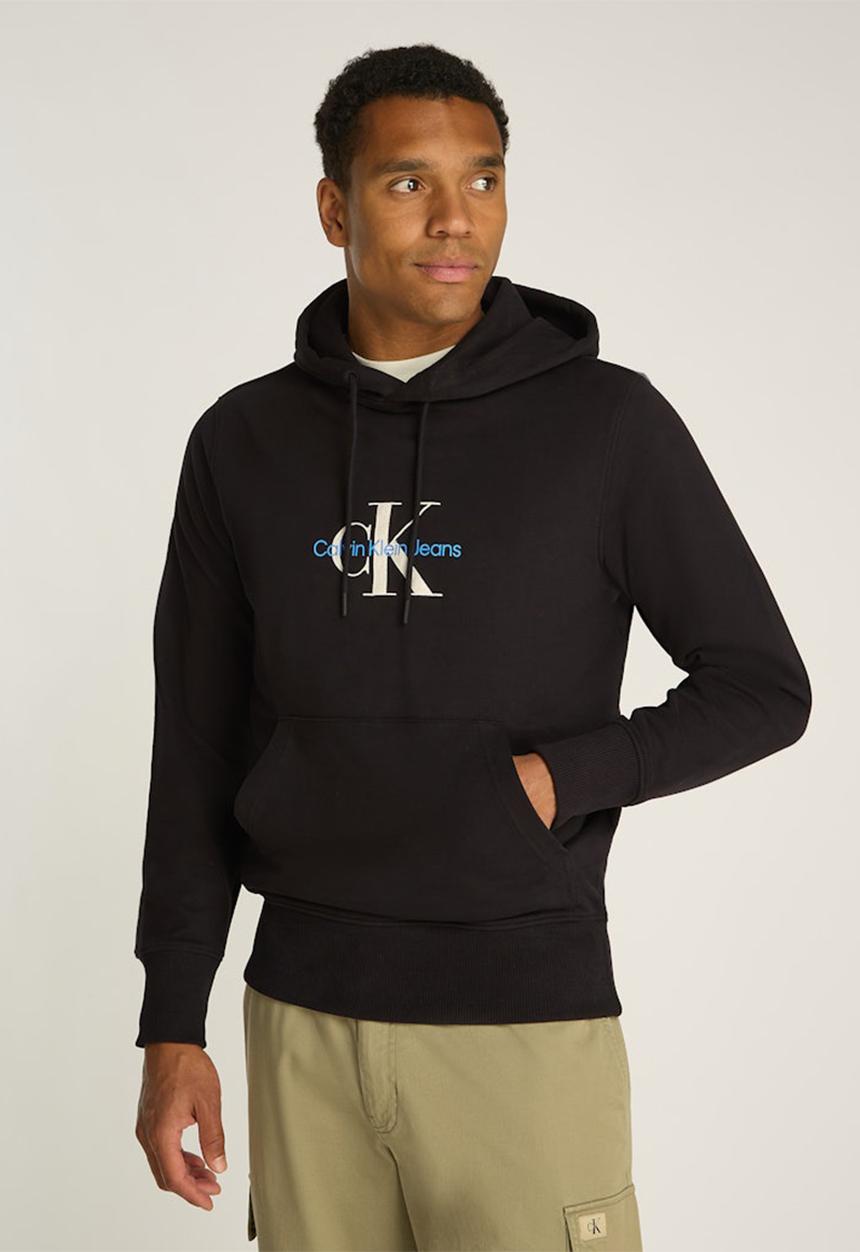 Calvin Klein - Distressed Monologo Hoodie - Ck Black