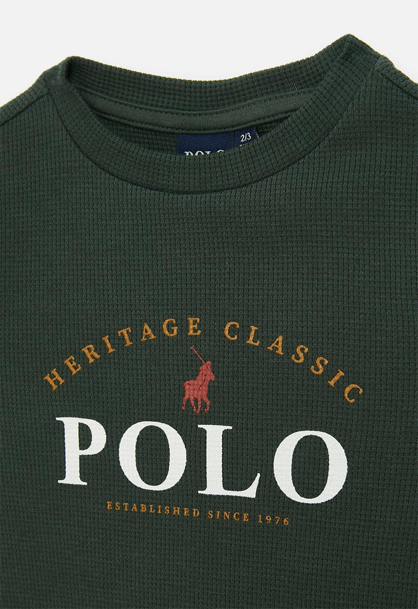 POLO - Boys patrick textured ls tee - forest green